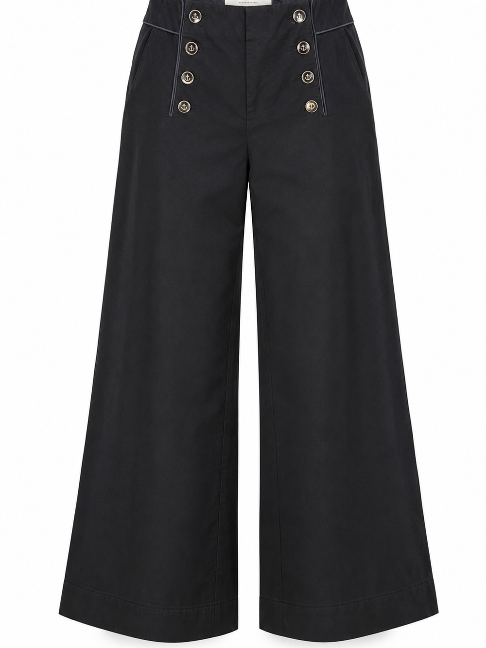 Elevenses Anthropologie Black Sailor Pants Size 12 Wide Leg Nautical Academia